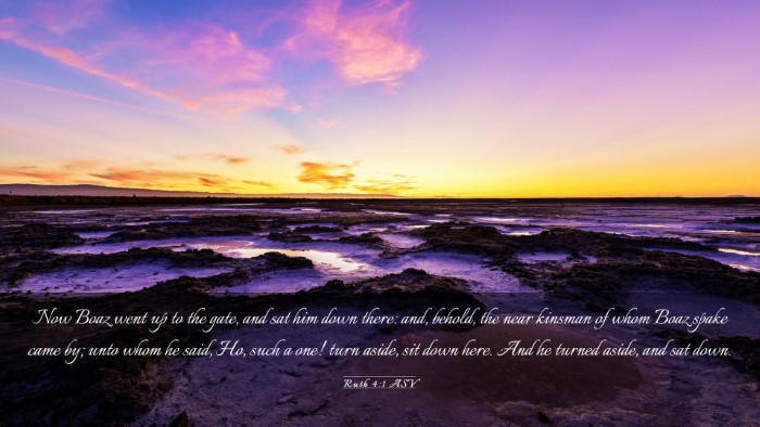 Picture 03 - Ruth 4:1 ASV Desktop Wallpaper - Now Boaz went up to the gate, and sat him down - Desktop Bible Verse Wallpaper