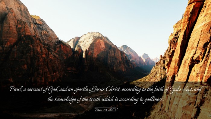 Picture 03 - Titus 1:1 ASV Desktop Wallpaper - Paul, a servant of God, and an apostle of Jesus - Desktop Bible Verse Wallpaper