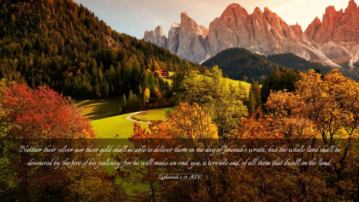 Picture 03 - Zephaniah 1:18 ASV Desktop Wallpaper - Neither their silver nor their gold shall be able - Desktop Bible Verse Wallpaper