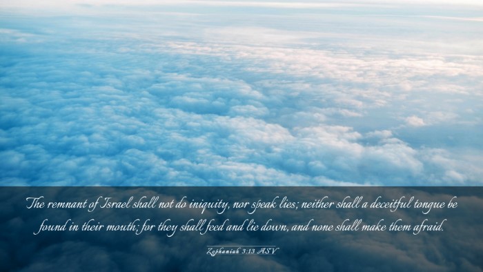 Picture 03 - Zephaniah 3:13 ASV Desktop Wallpaper - The remnant of Israel shall not do iniquity, nor - Desktop Bible Verse Wallpaper