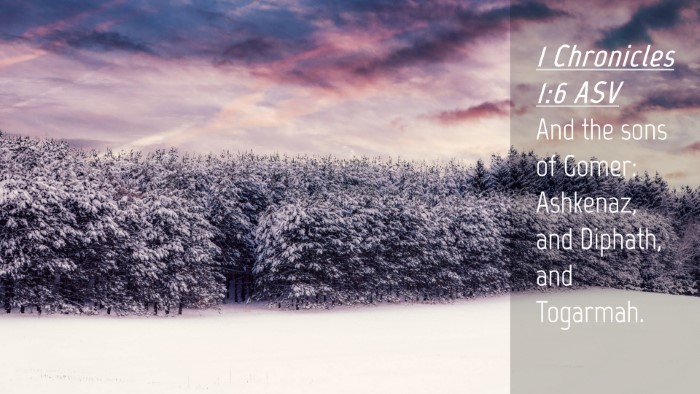 Picture 04 - 1 Chronicles 1:6 ASV Desktop Wallpaper - And the sons of Gomer: Ashkenaz, and Diphath, and - Desktop Bible Verse Wallpaper