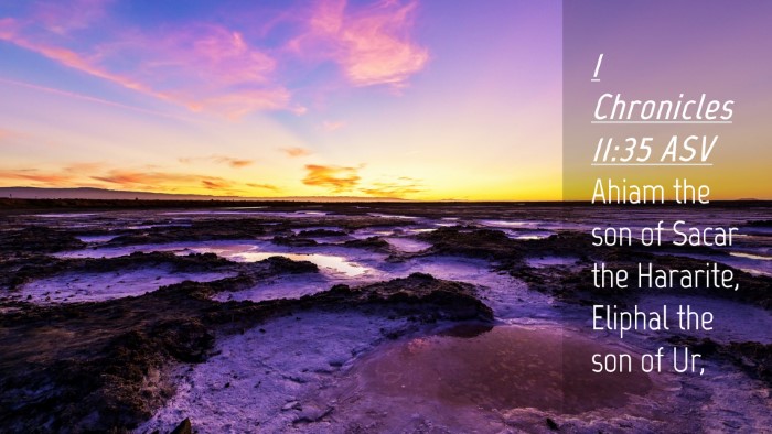 Picture 04 - 1 Chronicles 11:35 ASV Desktop Wallpaper - Ahiam the son of Sacar the Hararite, Eliphal the - Desktop Bible Verse Wallpaper