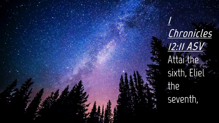 Picture 04 - 1 Chronicles 12:11 ASV Desktop Wallpaper - Attai the sixth, Eliel the - Desktop Bible Verse Wallpaper