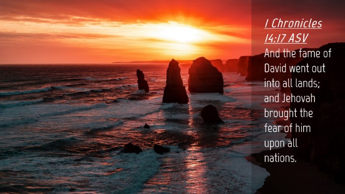 Picture 04 - 1 Chronicles 14:17 ASV Desktop Wallpaper - And the fame of David went out into all lands; - Desktop Bible Verse Wallpaper