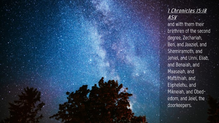 Picture 04 - 1 Chronicles 15:18 ASV Desktop Wallpaper - and with them their brethren of the second - Desktop Bible Verse Wallpaper