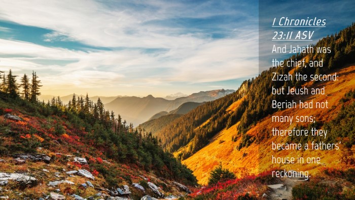 Picture 04 - 1 Chronicles 23:11 ASV Desktop Wallpaper - And Jahath was the chief, and Zizah the second: - Desktop Bible Verse Wallpaper