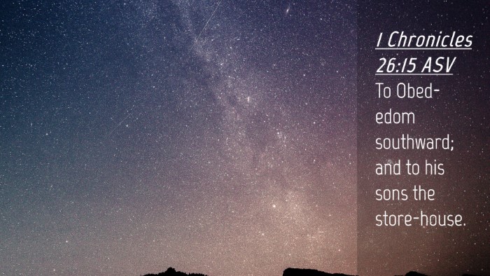 Picture 04 - 1 Chronicles 26:15 ASV Desktop Wallpaper - To Obed-edom southward; and to his sons the - Desktop Bible Verse Wallpaper