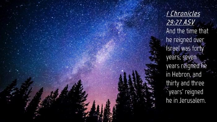 Picture 04 - 1 Chronicles 29:27 ASV Desktop Wallpaper - And the time that he reigned over Israel was - Desktop Bible Verse Wallpaper