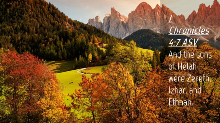 Picture 04 - 1 Chronicles 4:7 ASV Desktop Wallpaper - And the sons of Helah were Zereth, Izhar, and - Desktop Bible Verse Wallpaper