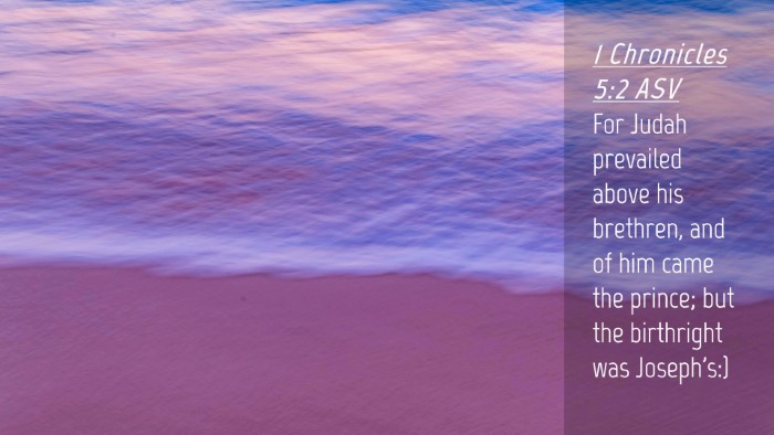 Picture 04 - 1 Chronicles 5:2 ASV Desktop Wallpaper - For Judah prevailed above his brethren, and of - Desktop Bible Verse Wallpaper