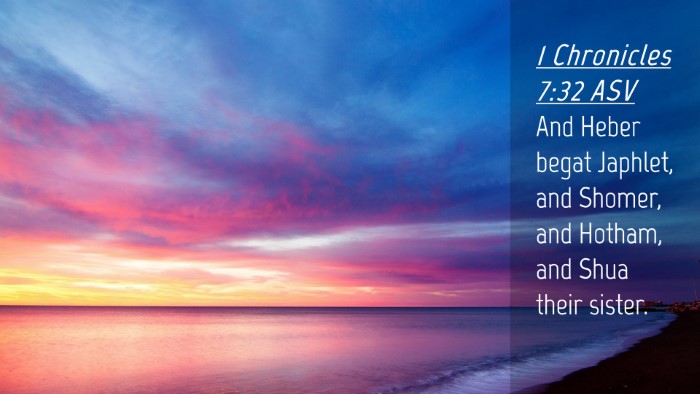 Picture 04 - 1 Chronicles 7:32 ASV Desktop Wallpaper - And Heber begat Japhlet, and Shomer, and Hotham, - Desktop Bible Verse Wallpaper