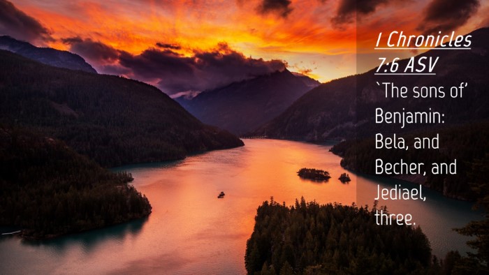 Picture 04 - 1 Chronicles 7:6 ASV Desktop Wallpaper - `The sons of' Benjamin: Bela, and Becher, and - Desktop Bible Verse Wallpaper