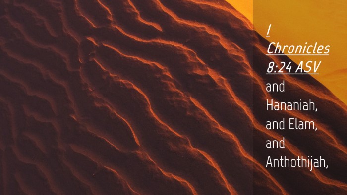 Picture 04 - 1 Chronicles 8:24 ASV Desktop Wallpaper - and Hananiah, and Elam, and - Desktop Bible Verse Wallpaper