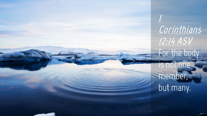 Picture 04 - 1 Corinthians 12:14 ASV Desktop Wallpaper - For the body is not one member, but - Desktop Bible Verse Wallpaper