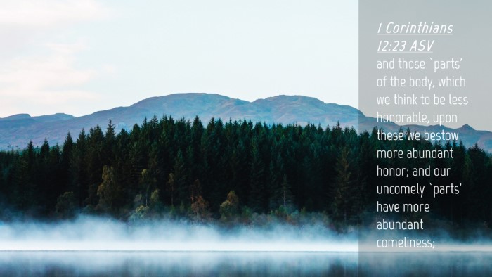 Picture 04 - 1 Corinthians 12:23 ASV Desktop Wallpaper - and those `parts' of the body, which we think to - Desktop Bible Verse Wallpaper