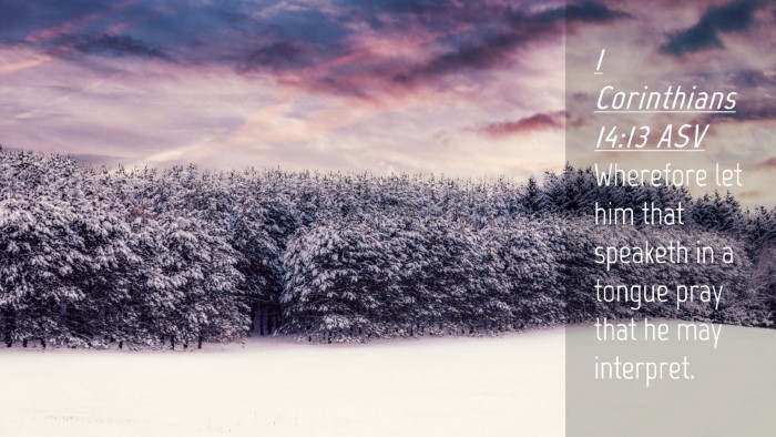 Picture 04 - 1 Corinthians 14:13 ASV Desktop Wallpaper - Wherefore let him that speaketh in a tongue pray - Desktop Bible Verse Wallpaper
