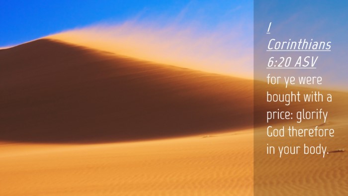 Picture 04 - 1 Corinthians 6:20 ASV Desktop Wallpaper - for ye were bought with a price: glorify God - Desktop Bible Verse Wallpaper