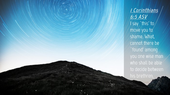Picture 04 - 1 Corinthians 6:5 ASV Desktop Wallpaper - I say `this' to move you to shame. What, cannot - Desktop Bible Verse Wallpaper