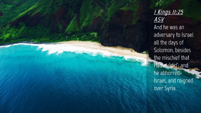 Picture 04 - 1 Kings 11:25 ASV Desktop Wallpaper - And he was an adversary to Israel all the days of - Desktop Bible Verse Wallpaper
