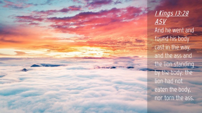 Picture 04 - 1 Kings 13:28 ASV Desktop Wallpaper - And he went and found his body cast in the way, - Desktop Bible Verse Wallpaper