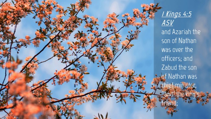 Picture 04 - 1 Kings 4:5 ASV Desktop Wallpaper - and Azariah the son of Nathan was over the - Desktop Bible Verse Wallpaper
