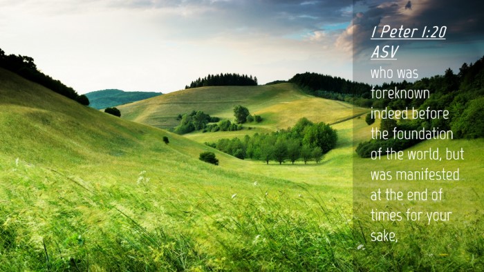 Picture 04 - 1 Peter 1:20 ASV Desktop Wallpaper - who was foreknown indeed before the foundation of - Desktop Bible Verse Wallpaper