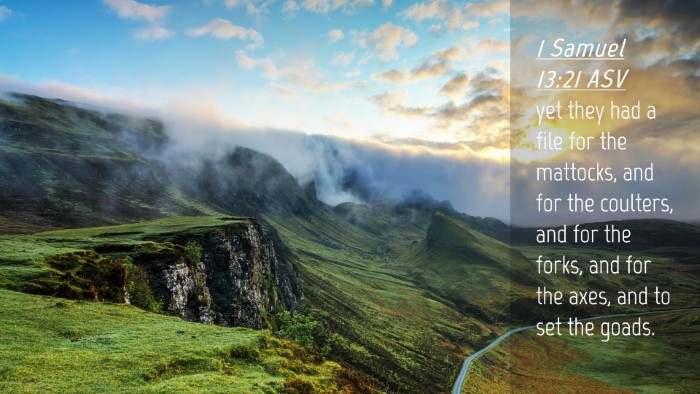Picture 04 - 1 Samuel 13:21 ASV Desktop Wallpaper - yet they had a file for the mattocks, and for the - Desktop Bible Verse Wallpaper