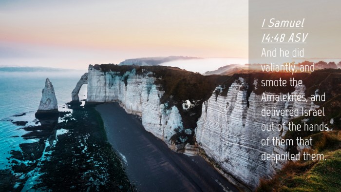 Picture 04 - 1 Samuel 14:48 ASV Desktop Wallpaper - And he did valiantly, and smote the Amalekites, - Desktop Bible Verse Wallpaper