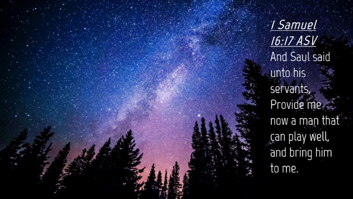 Picture 04 - 1 Samuel 16:17 ASV Desktop Wallpaper - And Saul said unto his servants, Provide me now a - Desktop Bible Verse Wallpaper