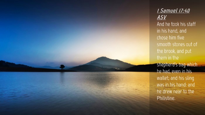 Picture 04 - 1 Samuel 17:40 ASV Desktop Wallpaper - And he took his staff in his hand, and chose him - Desktop Bible Verse Wallpaper