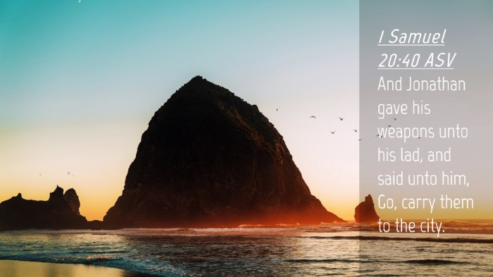 Picture 04 - 1 Samuel 20:40 ASV Desktop Wallpaper - And Jonathan gave his weapons unto his lad, and - Desktop Bible Verse Wallpaper