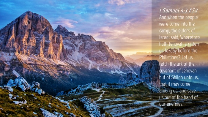 Picture 04 - 1 Samuel 4:3 ASV Desktop Wallpaper - And when the people were come into the camp, the - Desktop Bible Verse Wallpaper