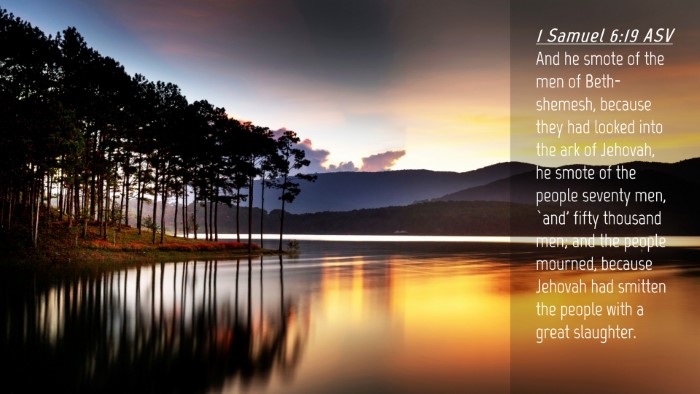 Picture 04 - 1 Samuel 6:19 ASV Desktop Wallpaper - And he smote of the men of Beth-shemesh, because - Desktop Bible Verse Wallpaper