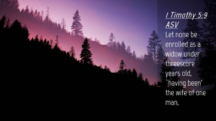 Picture 04 - 1 Timothy 5:9 ASV Desktop Wallpaper - Let none be enrolled as a widow under threescore - Desktop Bible Verse Wallpaper