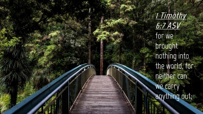 Picture 04 - 1 Timothy 6:7 ASV Desktop Wallpaper - for we brought nothing into the world, for - Desktop Bible Verse Wallpaper
