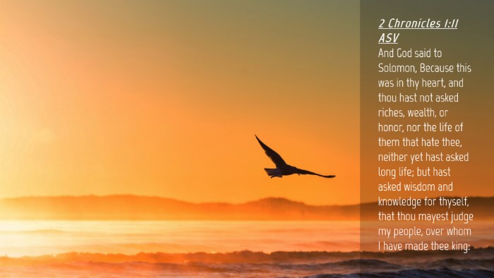 Picture 04 - 2 Chronicles 1:11 ASV Desktop Wallpaper - And God said to Solomon, Because this was in thy - Desktop Bible Verse Wallpaper