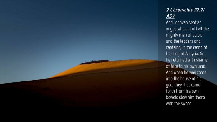 Picture 04 - 2 Chronicles 32:21 ASV Desktop Wallpaper - And Jehovah sent an angel, who cut off all the - Desktop Bible Verse Wallpaper