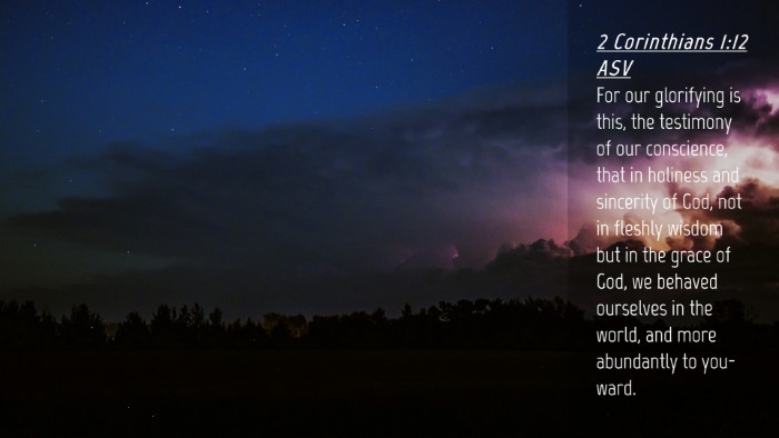 Picture 04 - 2 Corinthians 1:12 ASV Desktop Wallpaper - For our glorifying is this, the testimony of our - Desktop Bible Verse Wallpaper