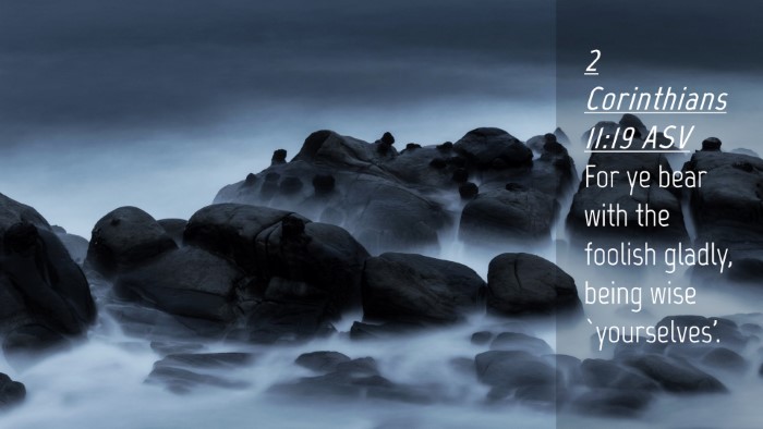 Picture 04 - 2 Corinthians 11:19 ASV Desktop Wallpaper - For ye bear with the foolish gladly, being wise - Desktop Bible Verse Wallpaper