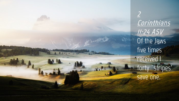 Picture 04 - 2 Corinthians 11:24 ASV Desktop Wallpaper - Of the Jews five times received I forty `stripes' - Desktop Bible Verse Wallpaper