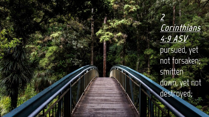Picture 04 - 2 Corinthians 4:9 ASV Desktop Wallpaper - pursued, yet not forsaken; smitten down, yet not - Desktop Bible Verse Wallpaper