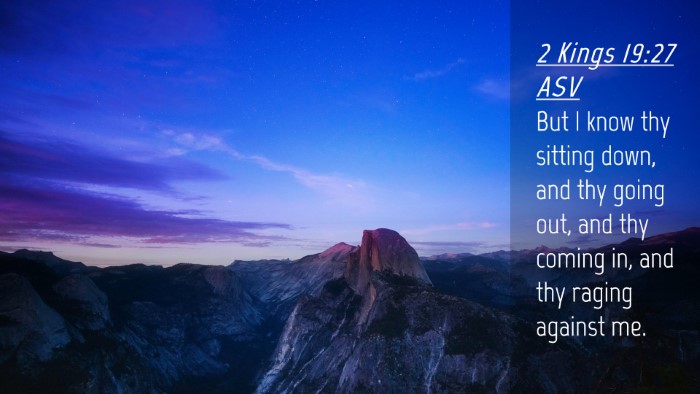 Picture 04 - 2 Kings 19:27 ASV Desktop Wallpaper - But I know thy sitting down, and thy going out, - Desktop Bible Verse Wallpaper