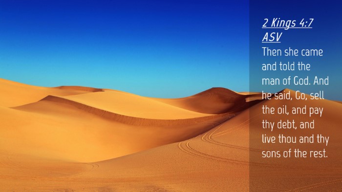 Picture 04 - 2 Kings 4:7 ASV Desktop Wallpaper - Then she came and told the man of God. And he - Desktop Bible Verse Wallpaper