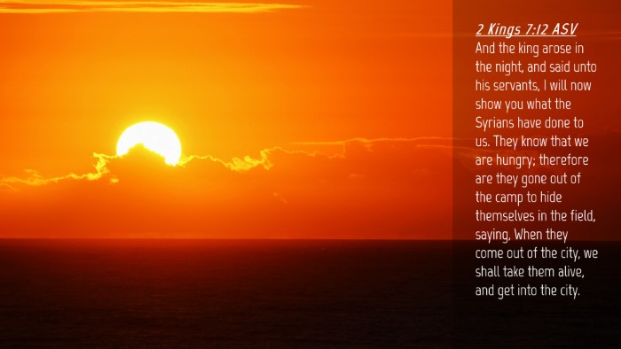 Picture 04 - 2 Kings 7:12 ASV Desktop Wallpaper - And the king arose in the night, and said unto - Desktop Bible Verse Wallpaper