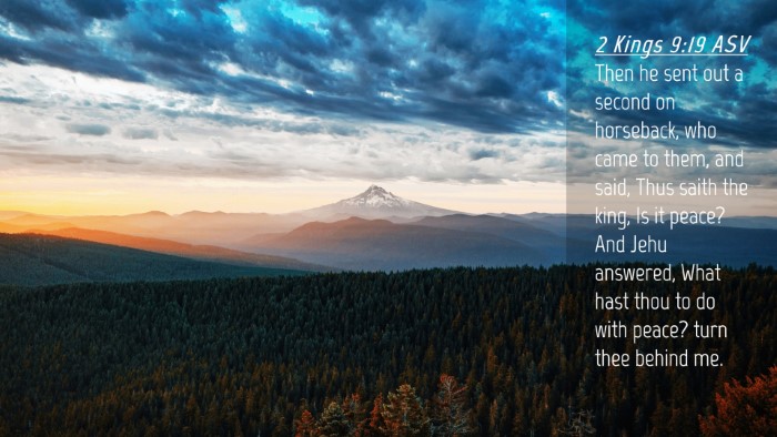 Picture 04 - 2 Kings 9:19 ASV Desktop Wallpaper - Then he sent out a second on horseback, who came - Desktop Bible Verse Wallpaper