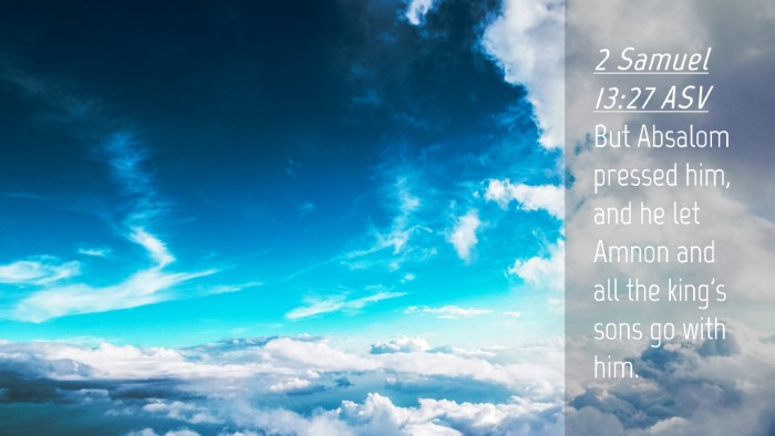 Picture 04 - 2 Samuel 13:27 ASV Desktop Wallpaper - But Absalom pressed him, and he let Amnon and all - Desktop Bible Verse Wallpaper