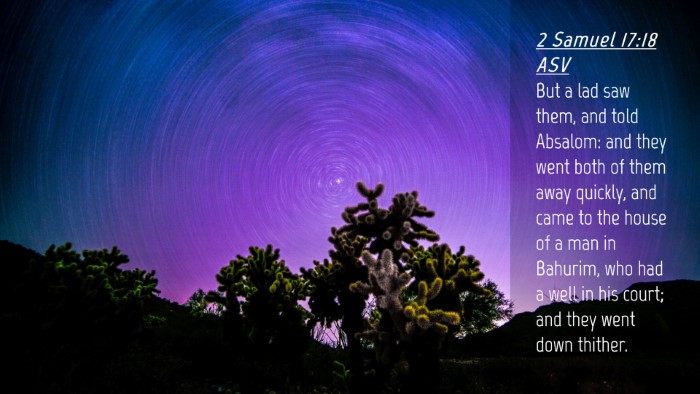 Picture 04 - 2 Samuel 17:18 ASV Desktop Wallpaper - But a lad saw them, and told Absalom: and they - Desktop Bible Verse Wallpaper