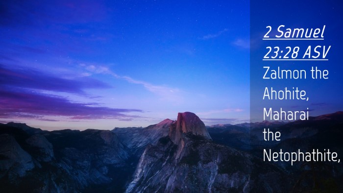 Picture 04 - 2 Samuel 23:28 ASV Desktop Wallpaper - Zalmon the Ahohite, Maharai the - Desktop Bible Verse Wallpaper