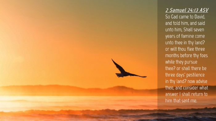 Picture 04 - 2 Samuel 24:13 ASV Desktop Wallpaper - So Gad came to David, and told him, and said unto - Desktop Bible Verse Wallpaper