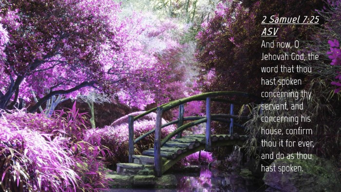 Picture 04 - 2 Samuel 7:25 ASV Desktop Wallpaper - And now, O Jehovah God, the word that thou hast - Desktop Bible Verse Wallpaper